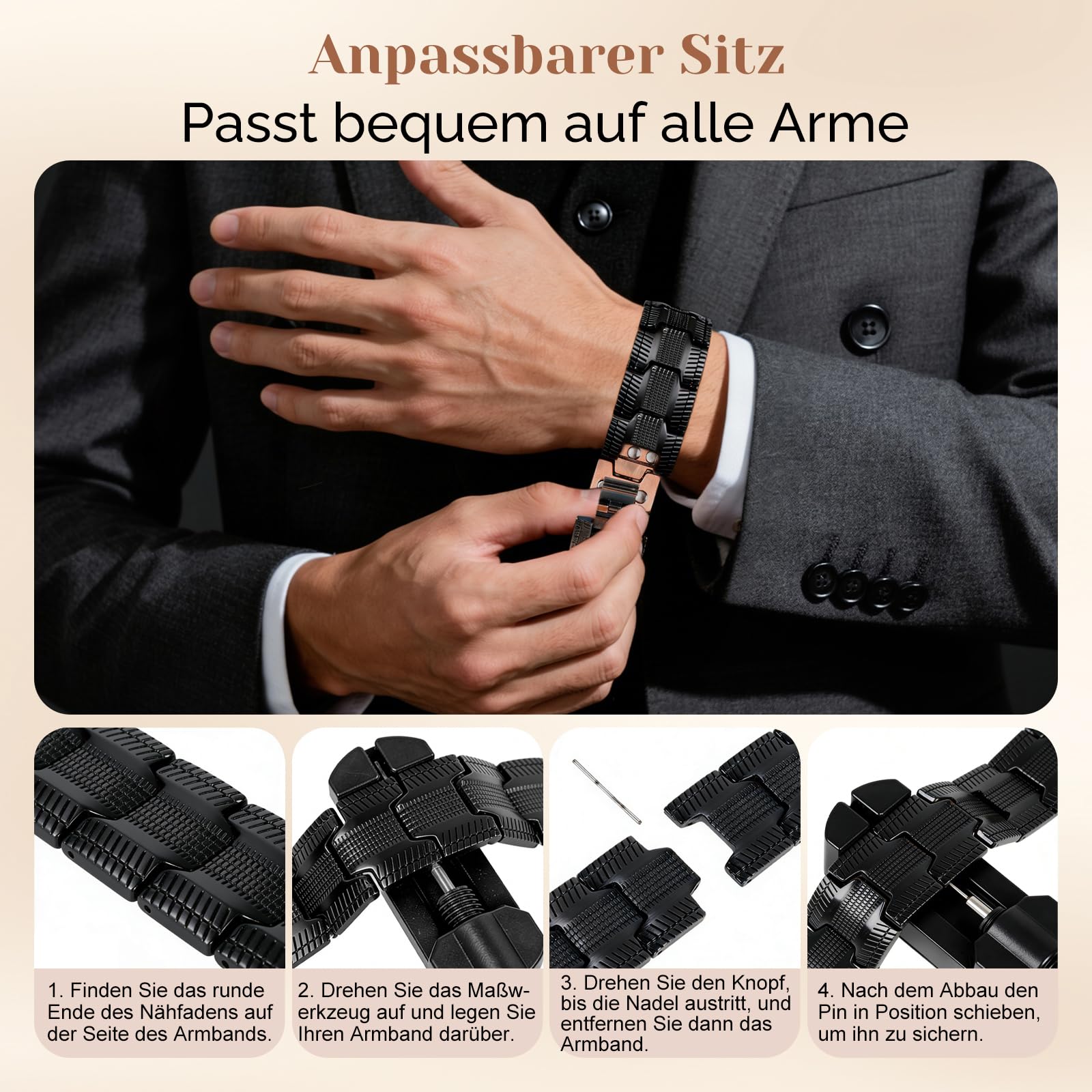 Bracelet magnétique pour homme, en acier titane, bracelet magnétique de guérison pour homme avec ultra force de 3500 aimants Gauss, arbre de vie, arbre de vie, bijoux bracelets