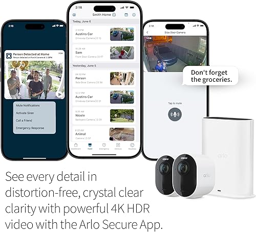 Miniatura 3 de Arlo Ultra 2 Spotlight Camera 4K HDR (3 cámaras, SmartHub)  Cámara de seguridad inalámbrica para el hogar  Visión nocturna a color, sensor de