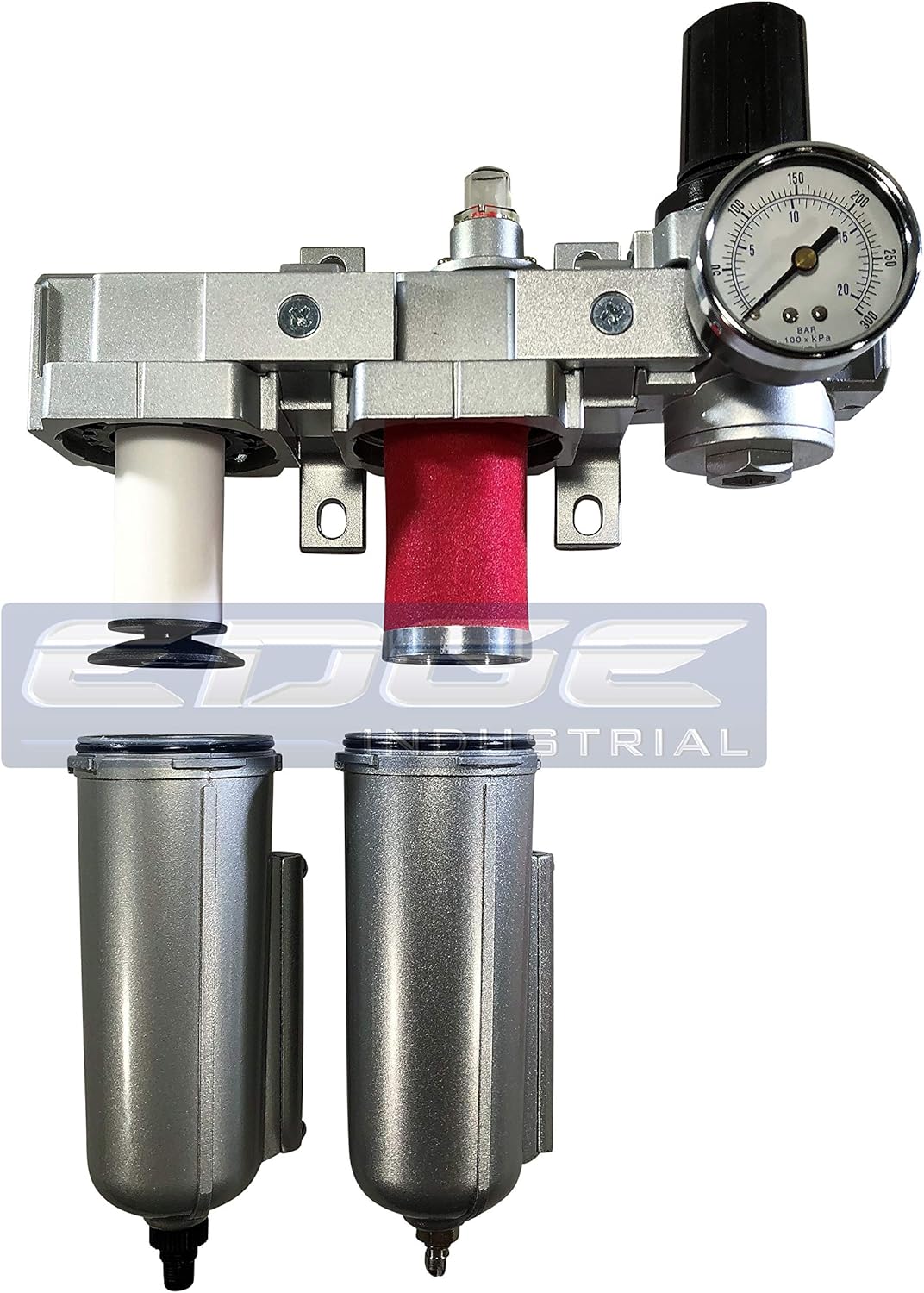 INDUSTRIAL RATED Three Stage Air Drying System - Air Particulate Filter, 0.01 Micron Coalescing Filter & Air Pressure Regulator Modular Combo 3, Metal Bowl (3/4" AUTO DRAIN)