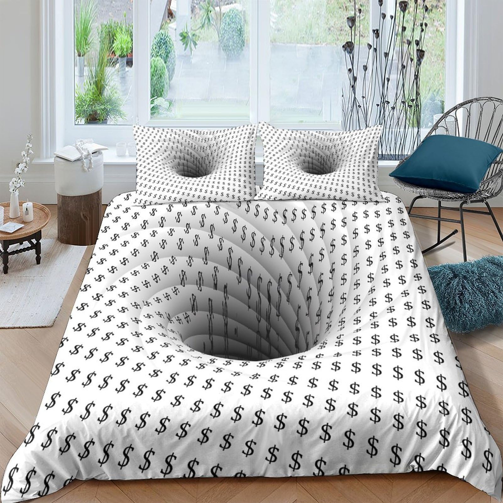 Ctjqhvkz Style-2 3D Printed Black Hole Optical Illusion Fitted Sheet Microfiber Soft Abstract Swirl Bed Cover For Bedroom Dorm Mattress Protection Single（135X200cm）