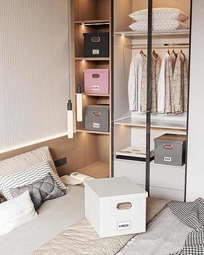 Vista 49 de Organizador de archivos en paquete de 2, caja archivadora portátil con tapa, compatible con carpetas tamaño carta/legal, organizador de documentos