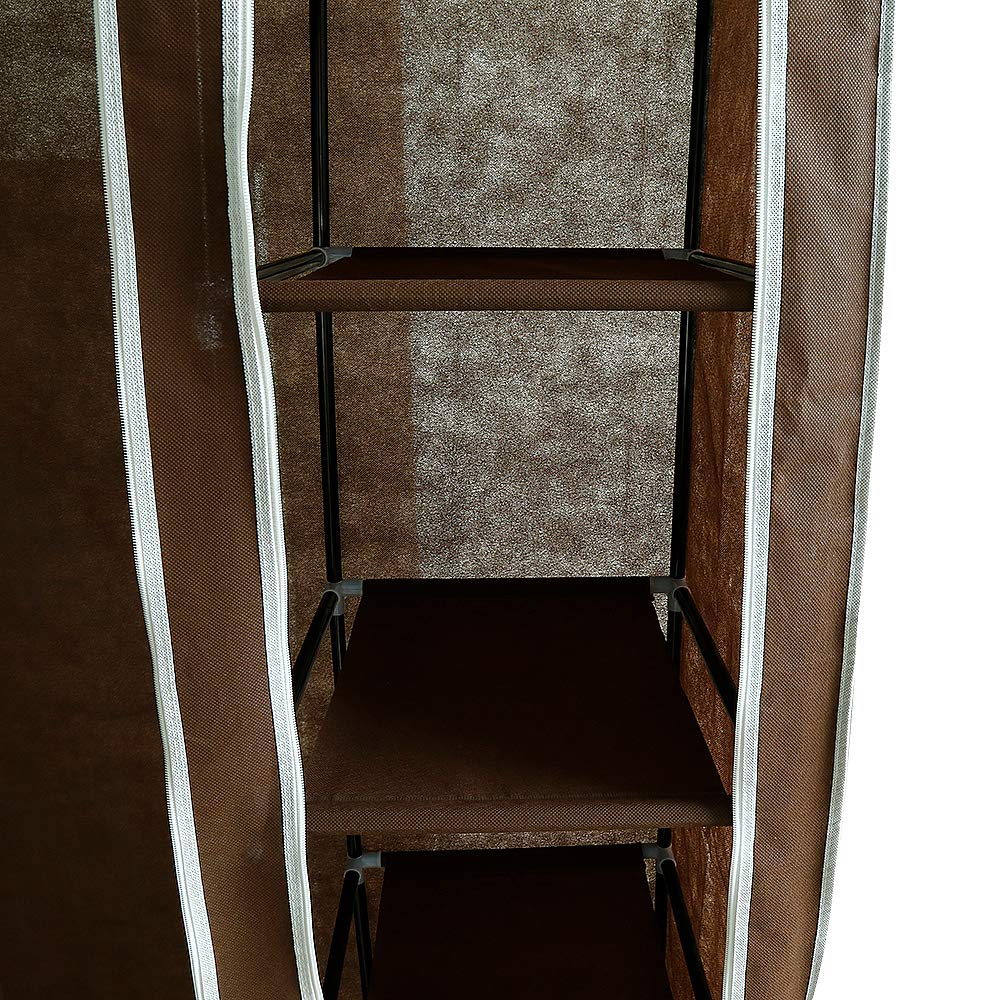 Aramrio de Tela, Armario Portátil con Varillas para Colgar, Perchero, Plegable, Guardarropa, para Dormitorio, Estudio,Armario Closet Organizador Plegable para Ropa Ropero(marrón, 110*45*178cm)
