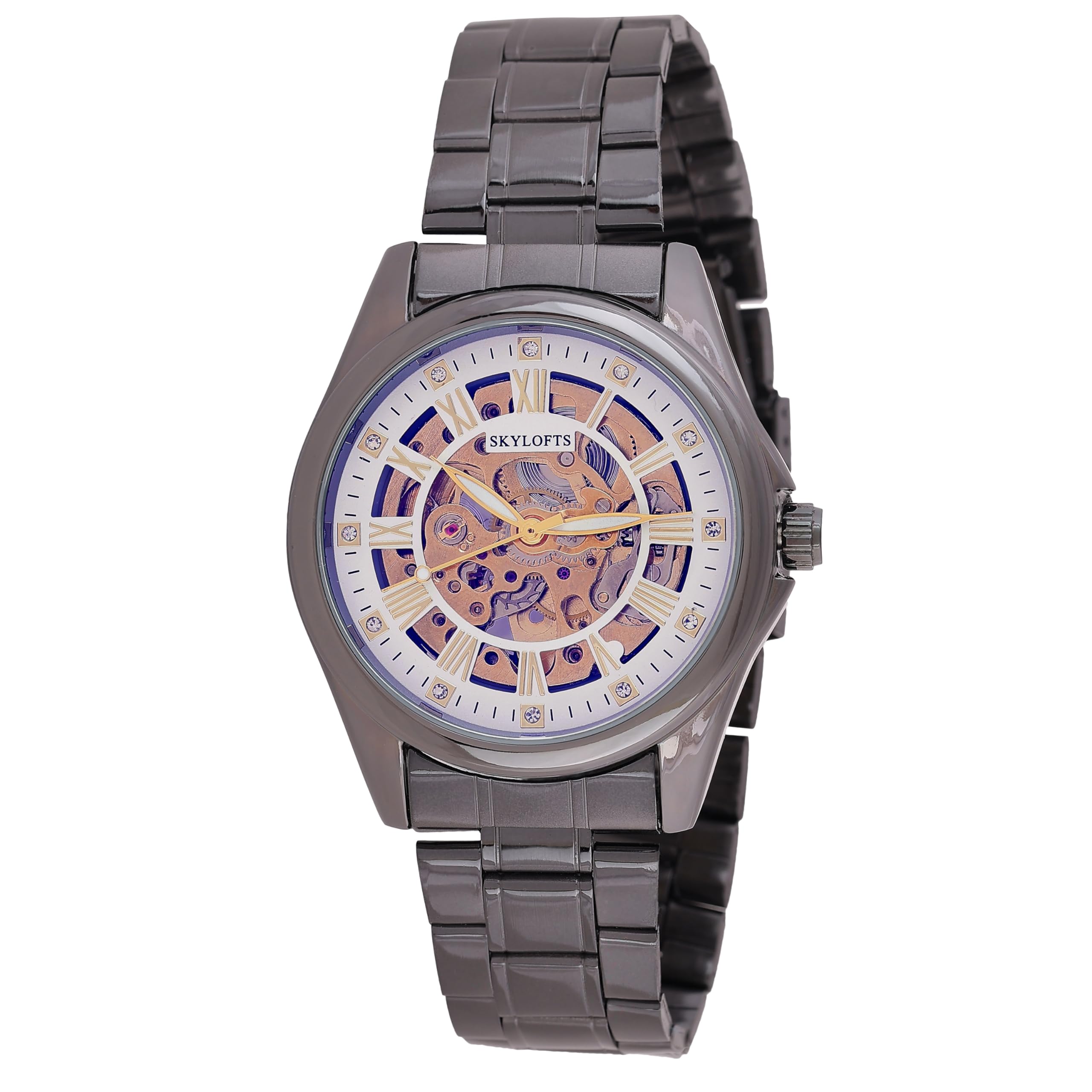SKYLOFTS Stainless Steel Automatic Watch for Men Mechanical Watches for Boys Gifts for Men (Silver) (Black) (B0D7VFT46T) Amazon Price History, Amazon Price Tracker