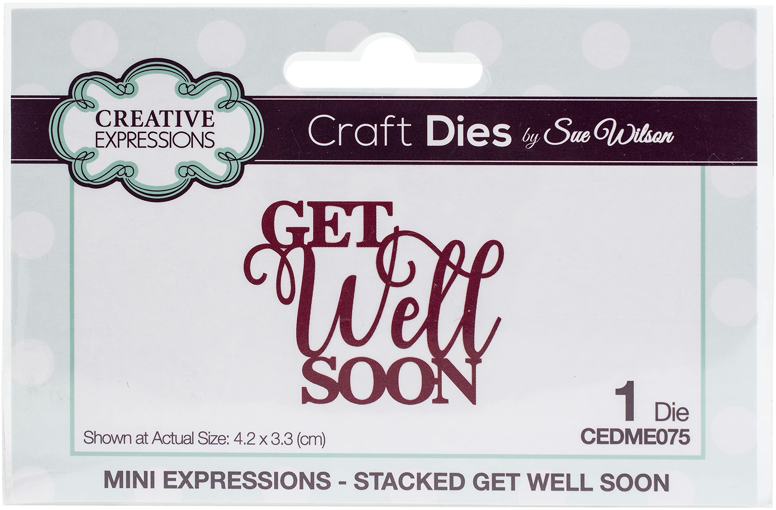 Sue WilsonMini Expressions-Stacked Get Well Soon-Craft Die, Metal, Size 4.2 x 3.3 cm