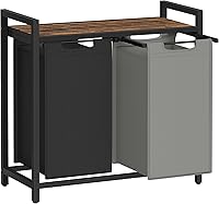 Vista 22 de VASAGLE Cesta de lavandería, cesta de ropa, clasificador de ropa con bolsa extraíble y removible, estante, estructura metálica, 17.2 galones (65 L)