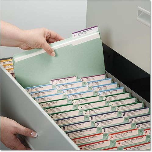 Miniatura 8 de Smead 18234 Carpetas recicladas Expansión de dos pulgadas 1/3 pestaña superior Legal Gris Verde 25/Caja