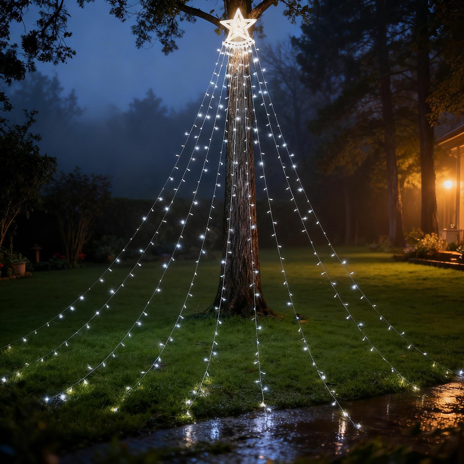 Luces Solares De Navidad 3.35 Metros Varios Modos con Temporizador Remoto | Decoración de Exterior con Energía Solar para Jardín Sendero Patio Porche Árbol Sala de Estar Navideña Boda Año