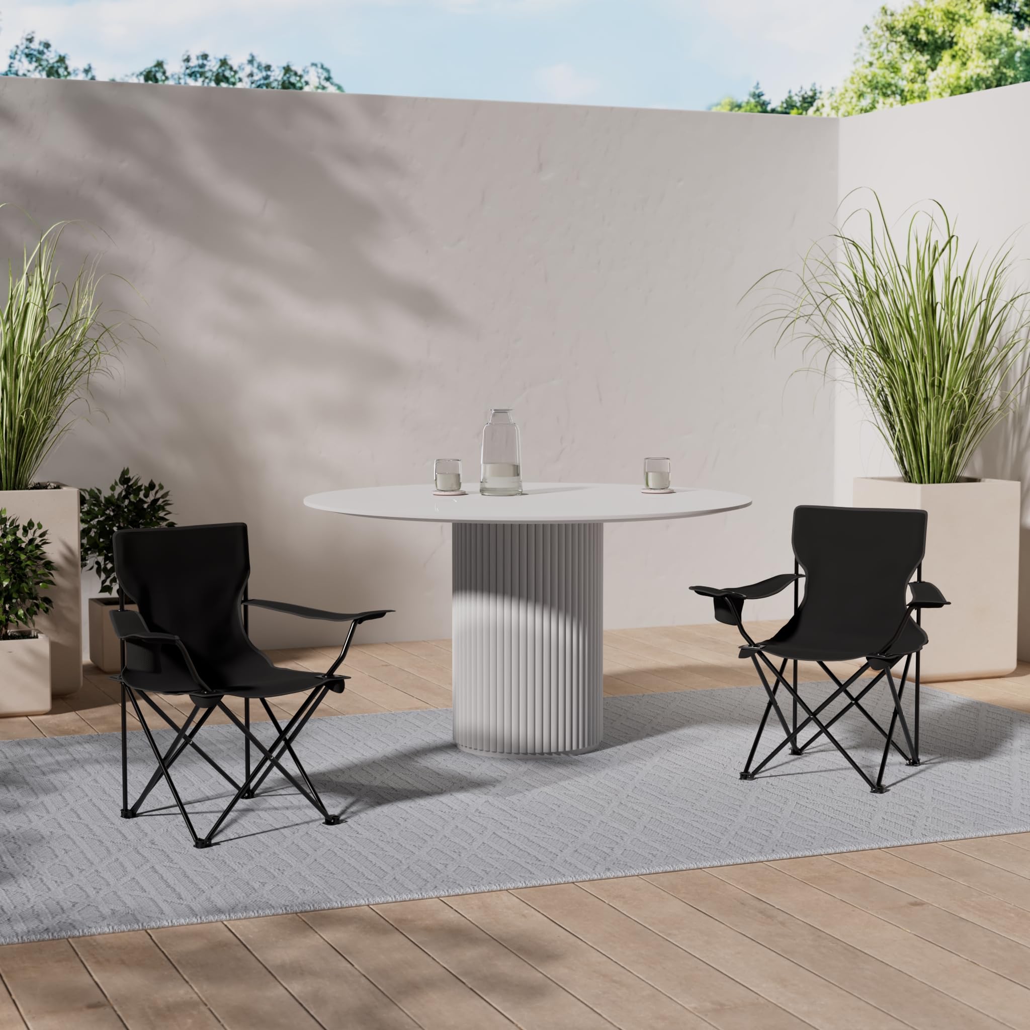 BigDean 2X Faltstuhl Campingstuhl Anglerstuhl mit Getränkehalter & Tragetasche - Anglersessel klappbar - Klappstuhl Gartenstuhl Faltstuhl Relaxsessel Angelsessel faltbar