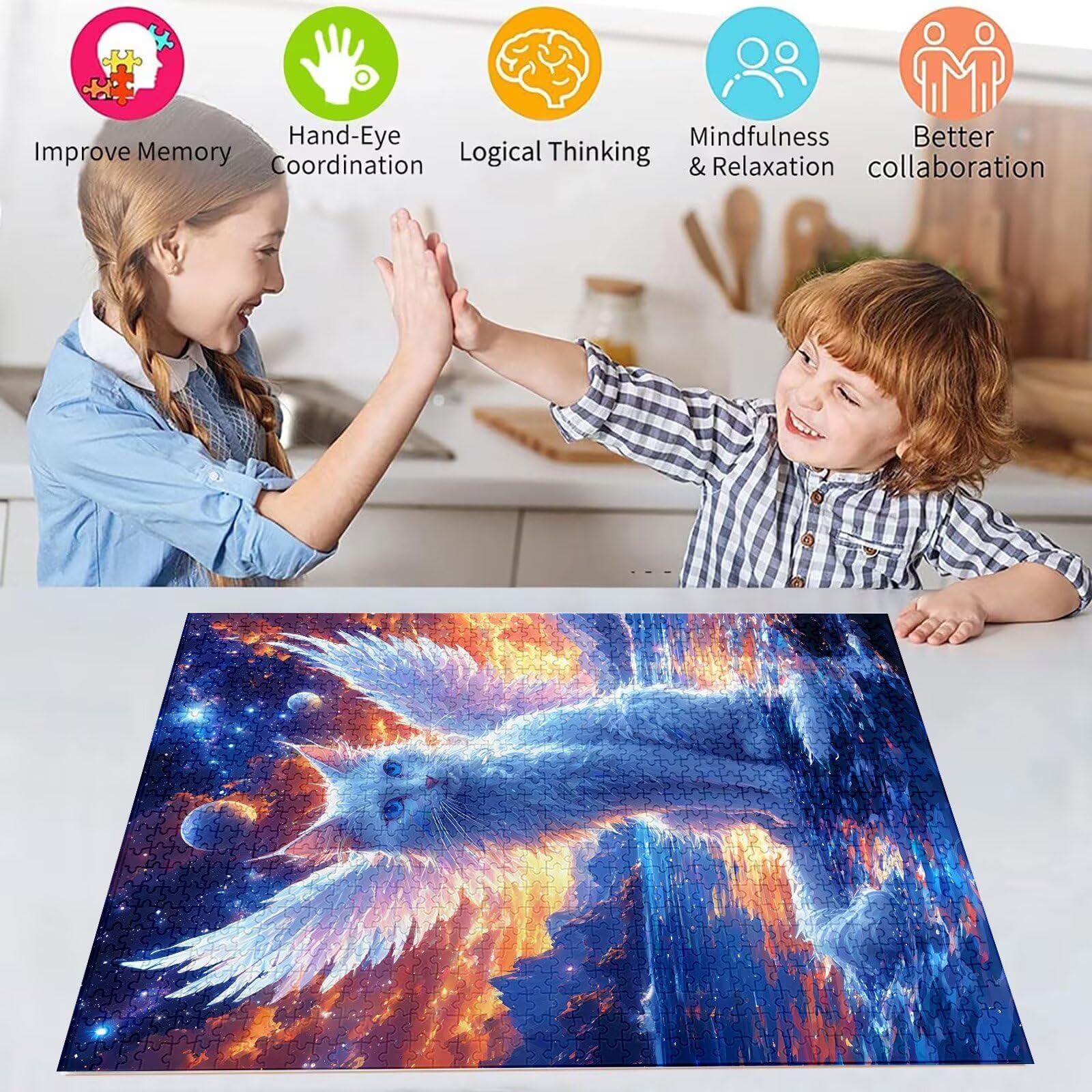 Puzzle 1000 Pièces Adulte Puzzle Ange Puzzles Classiques, 1000 Pièces Jeu éducatif défi Jouet Puzzles Chat Art Jeu Occasionnel Jouets Décor Cadeau Intéressants Ami De La Famille Approprié S-921