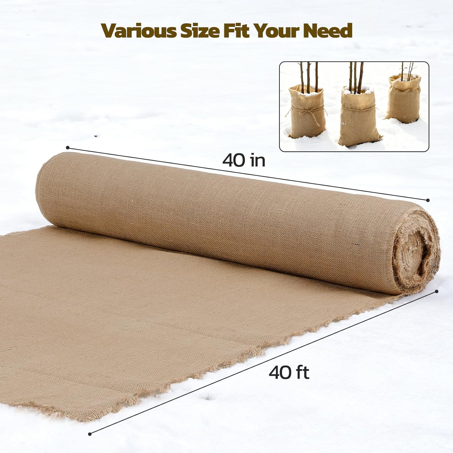 iropro 40 Inch x 40 Feet Garden Burlap Fabric - Heavy Duty Burlap Roll, High Denisty Jute Fabric Natural Burlap for Plant Protection, Weed Barrier, Wedding Decor and DIY Crafts