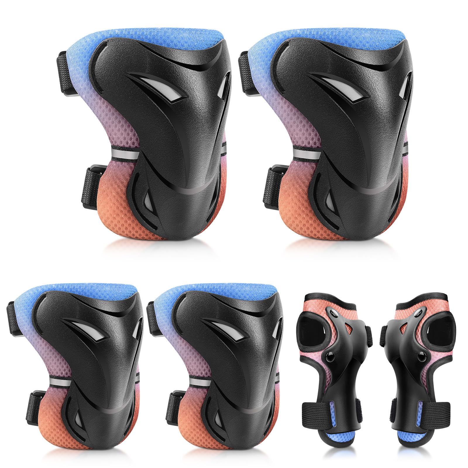 YooxArmor Adjustable Kids/Toddler/Children Knee Pads Elbow Pads Wrist Guards Set for 3-6-13 Years Boys Girls,Child Safety Protective Gear Set for Roller Skates,Bike,Cycling, Skateboard, Scooter