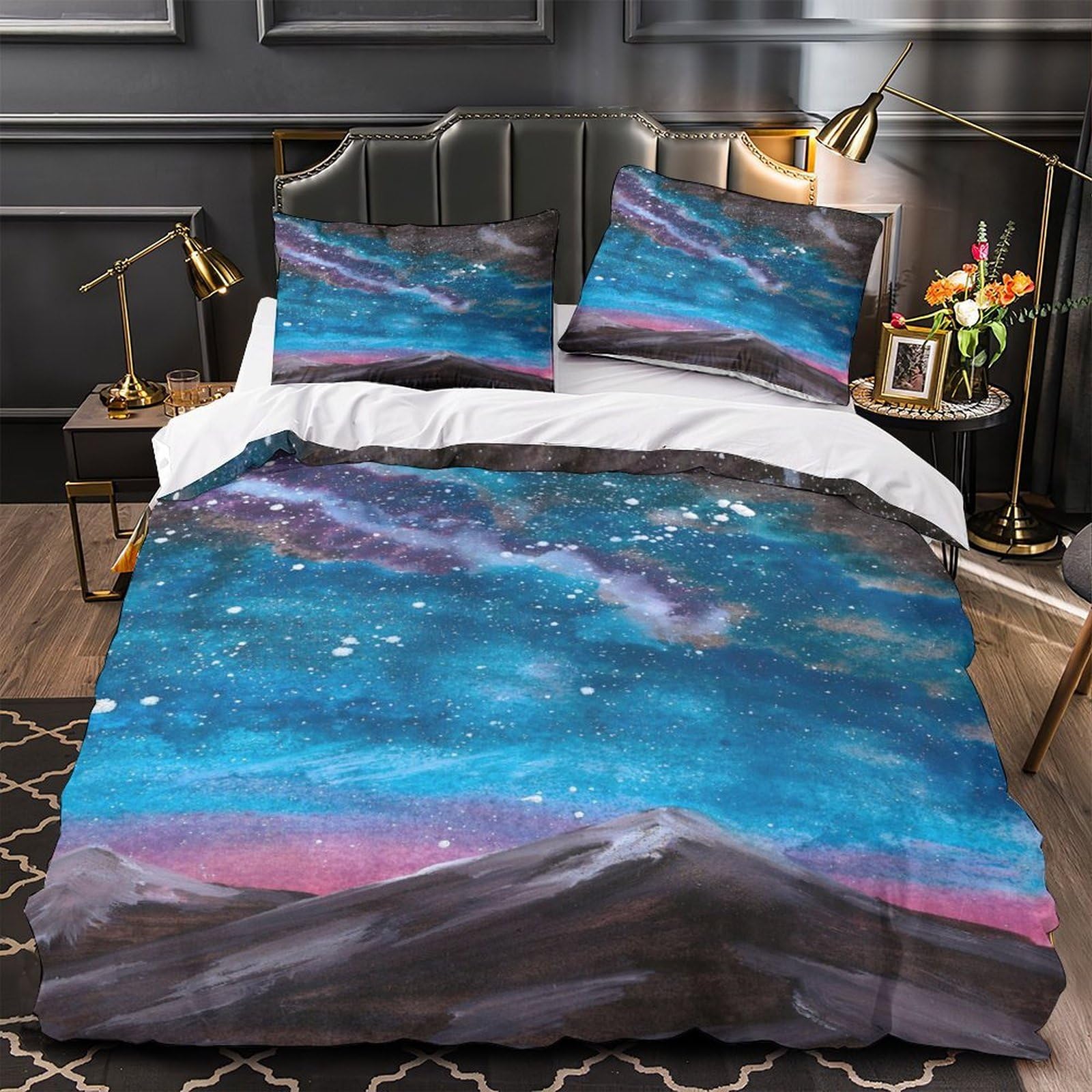 Parure de lit cerf en vitrail Super King en microfibre premium 260x220cm