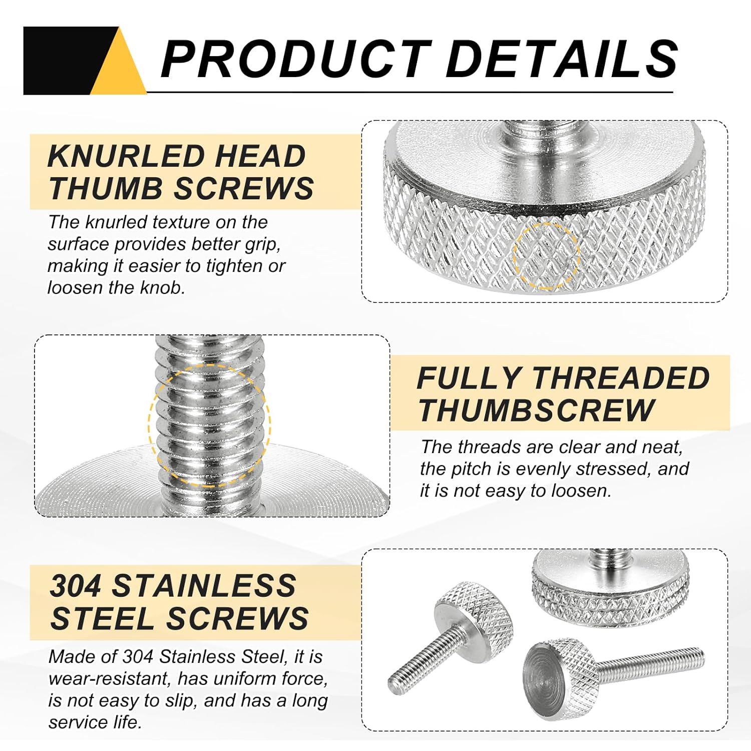 Generic 4 Pcs M4x20mm Flat Head Knurled Thumb Screws, 304 Stainless Steel Fully Threaded Thumbscrew Bolts Fasteners for PC Computer Cases Graphics Card, Silver