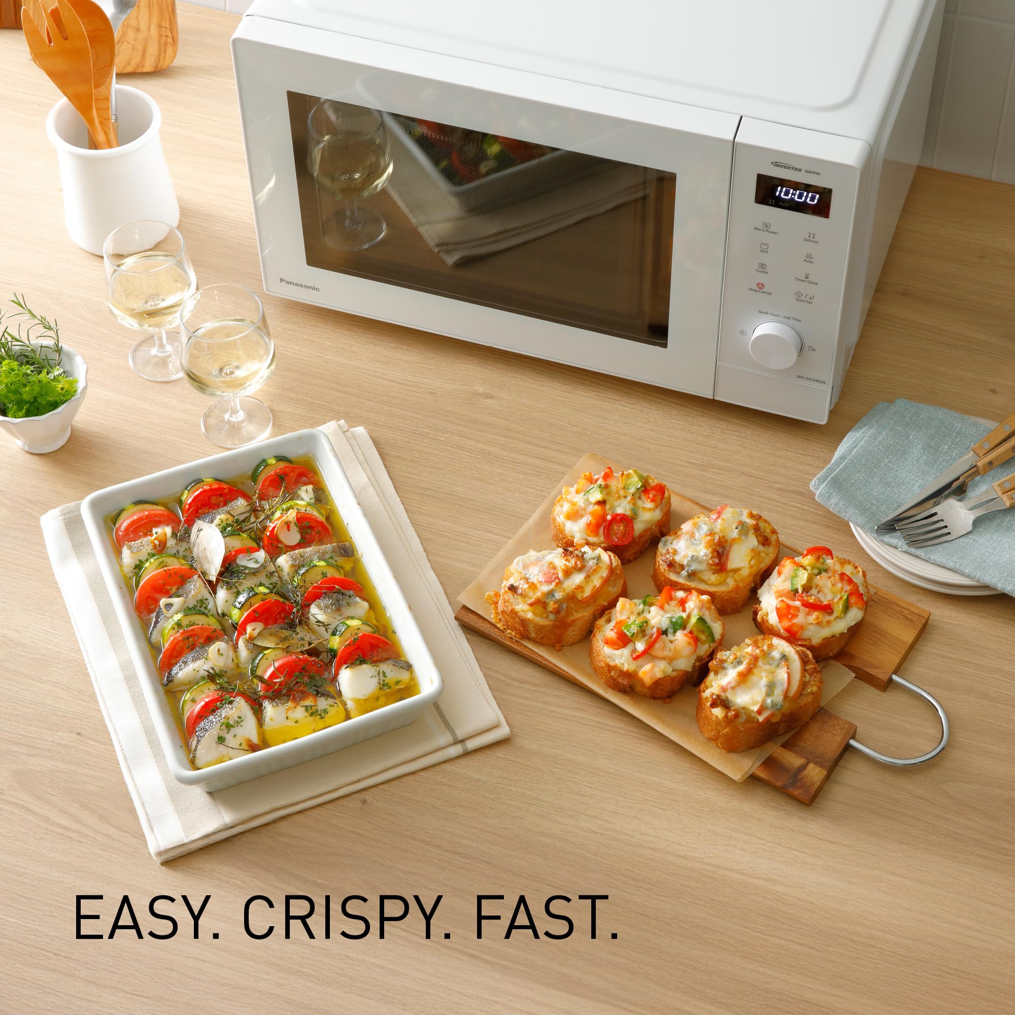 Panasonic NN-GD34QWEPG 29 l grill mikrofalowy, 1000 W, automatyczne rozmrażanie, gotowanie kombinowane, timer, biała