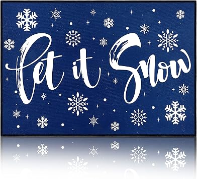 Let It Snow Snowflake Decorative 24" x 16" Bathroom Rug Washable Non Slip Welcome Floor Mat Winter Entrance Porch Door Classroom Home Office