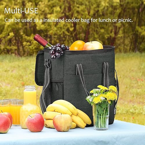 Miniatura 5 de Tirrinia - Bolsa térmica para regalo de vino para 6 botellas, aislada y acolchada con asa y correa de hombro ajustable para viajes o picnic, regalo