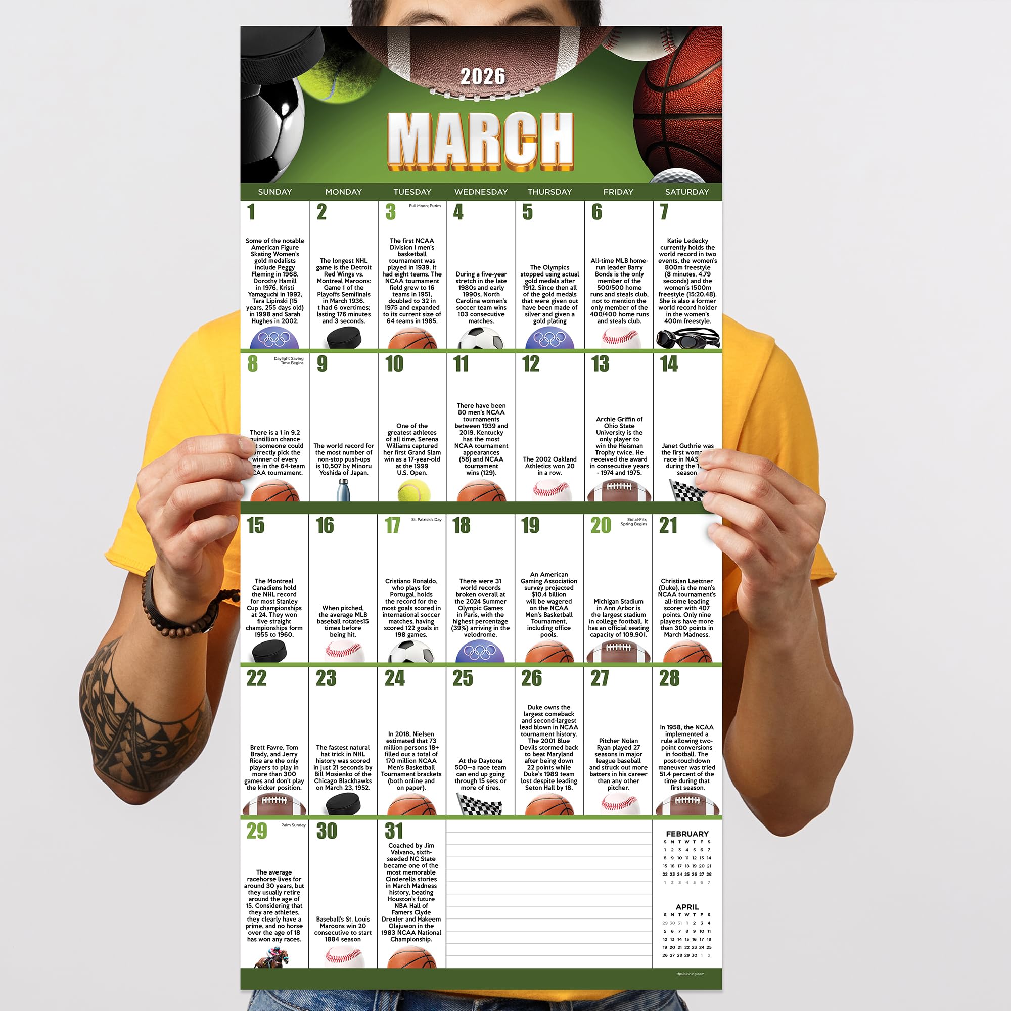 Amazon.com: TF Publishing 2026 Sports Facts & Trivia Wall Calendar