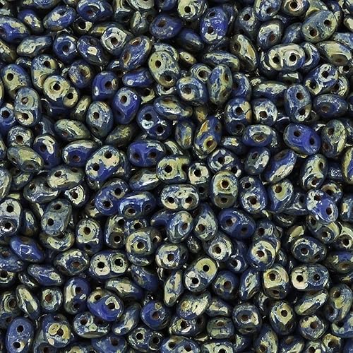 two-hole checa Perlas de Semillas 55x 25mm SUPERDUO Blue Picasso 24Gram disponible en Yaxa Colombia