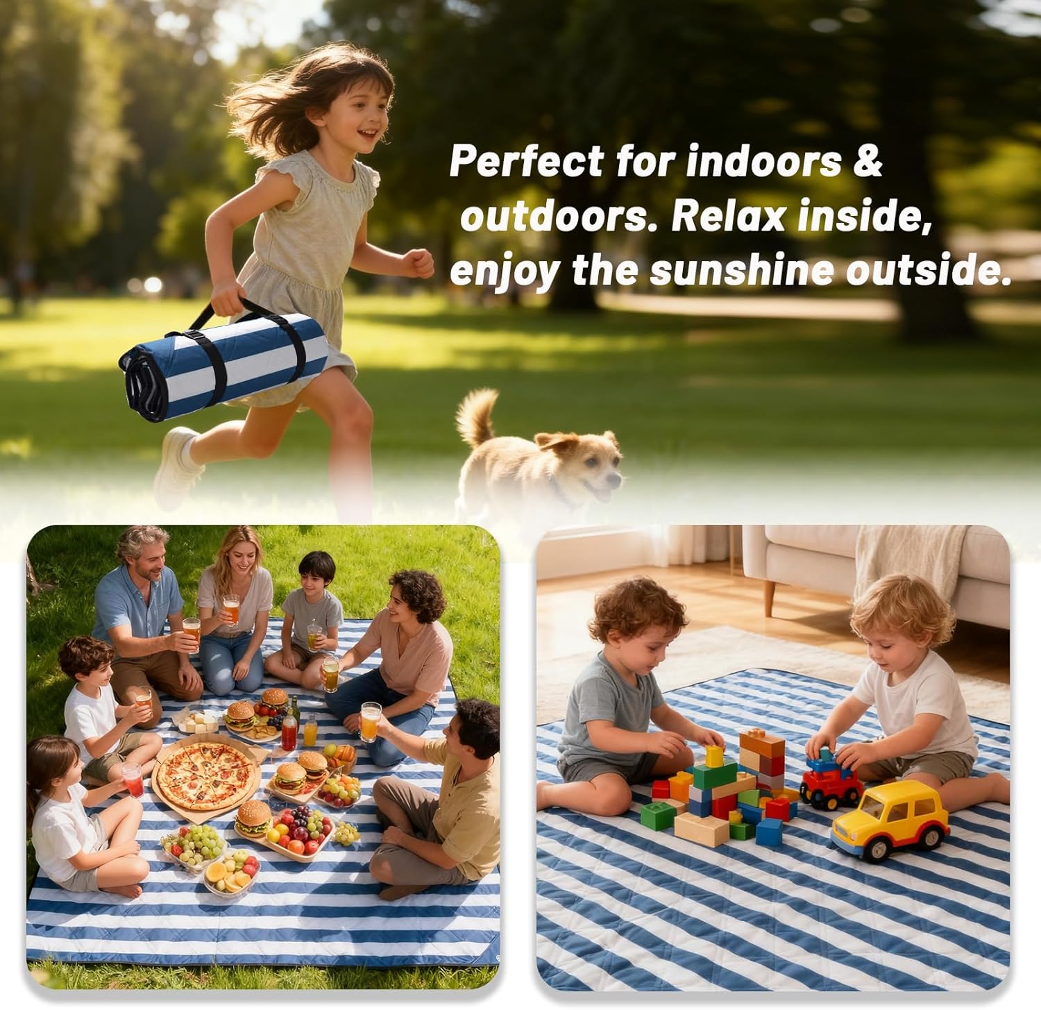 Large Picnic Blanket 80"x80" – Extra Large Waterproof Sandproof Outdoor Blanket for Beach, Grass, Park, Lawn, Camping, Wedding Registry Gift, Foldable & Portable Mat for Family Travel