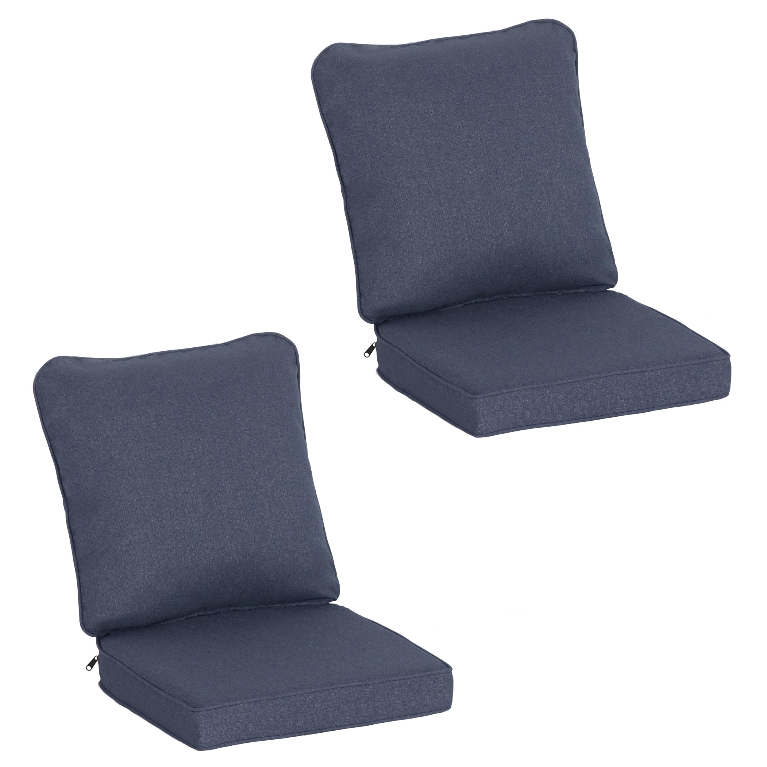 Photo 1 of COZYVIDA Outdoor Deep Seat Cushion Set of 2,20.5" x 21.5"x3.5" Patio Cushions Resilient Foam Filling, Water-Resistant Stain-Resistant UV-Resistant 1000+ Hrs, Weather Resistant,YKK Zippers,Sky