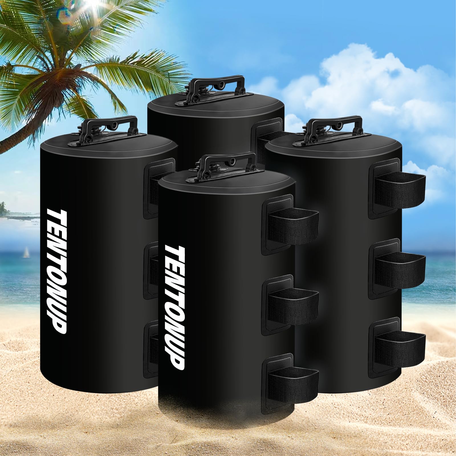 4 Pack Canopy Water Weight Bag, 88 LBS Water Tent Weights Set of 4 Leg Weights for Gazebo, Pop Up Canopy, Canopies, Tent (Black 10L)