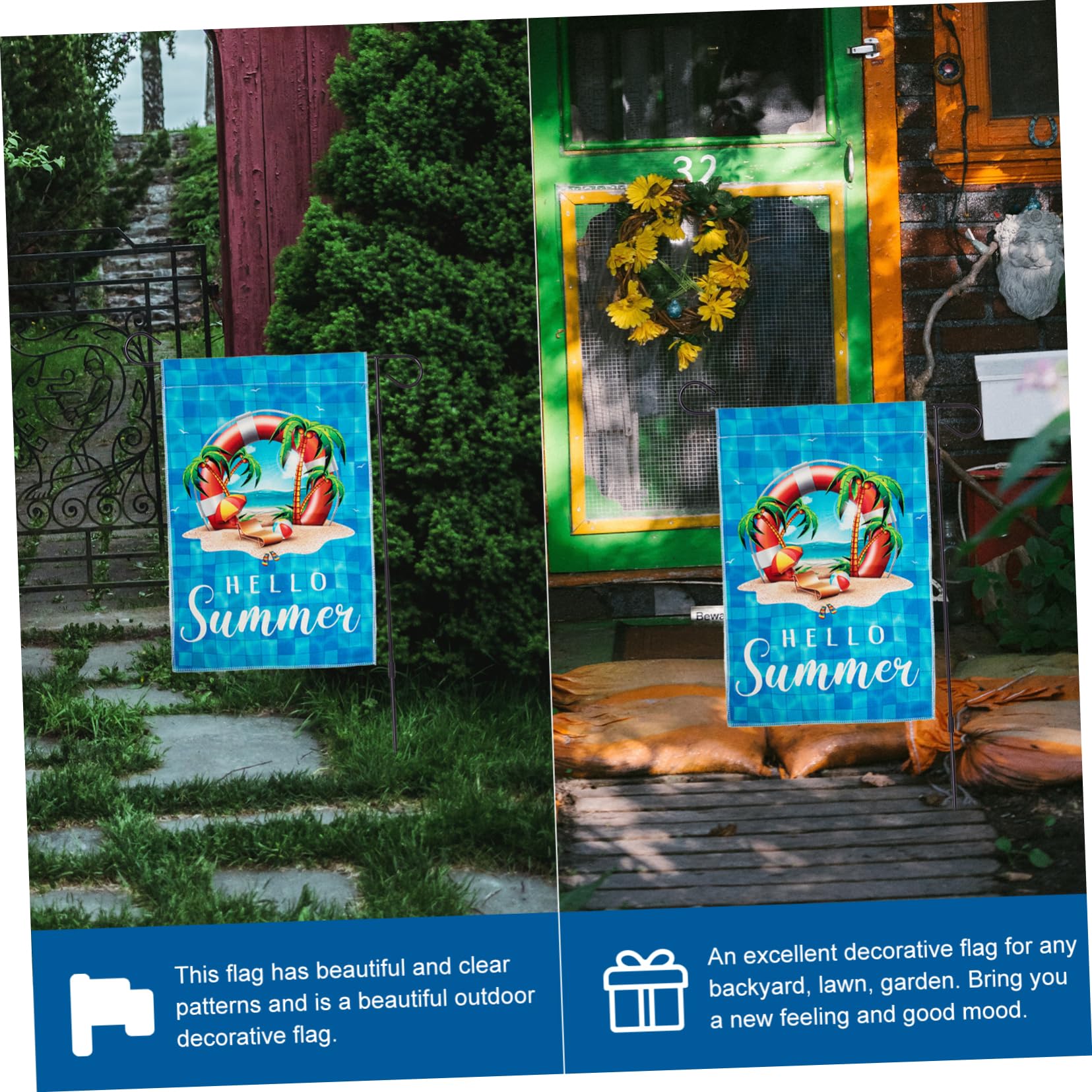 Yardwe 5St Sommerdeko Fahnen terassendeko outdoordeko Gartenflagge Outdoor-Dekoration dekorative Flagge Zeichen im Freien Poolflaggenverzierung Stranddekorationsflagge Polyestertuch