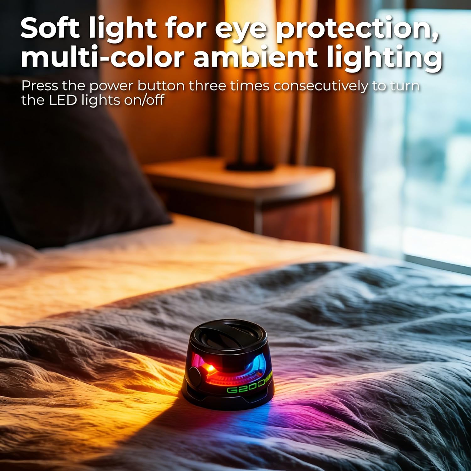 Magnetic Portable Bluetooth Speaker - Small Mini Wireless Stereo Speaker with RGB Lights, Multiple Connectivity, Travel & Outdoor Gift for Boyfriend, Black