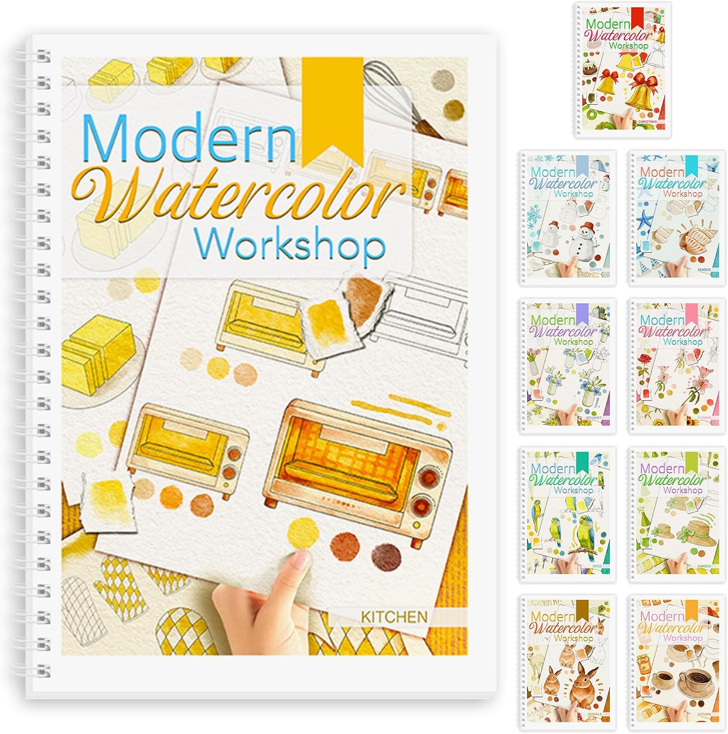 Watercolor Workbook, Watercolor Workbook Paint Book Beginner Friendly, 12 Different Patterns Stress-Relieving Art Crafts for Creative Exploration Gift for Women Adults Teens (Kitchen, 1)