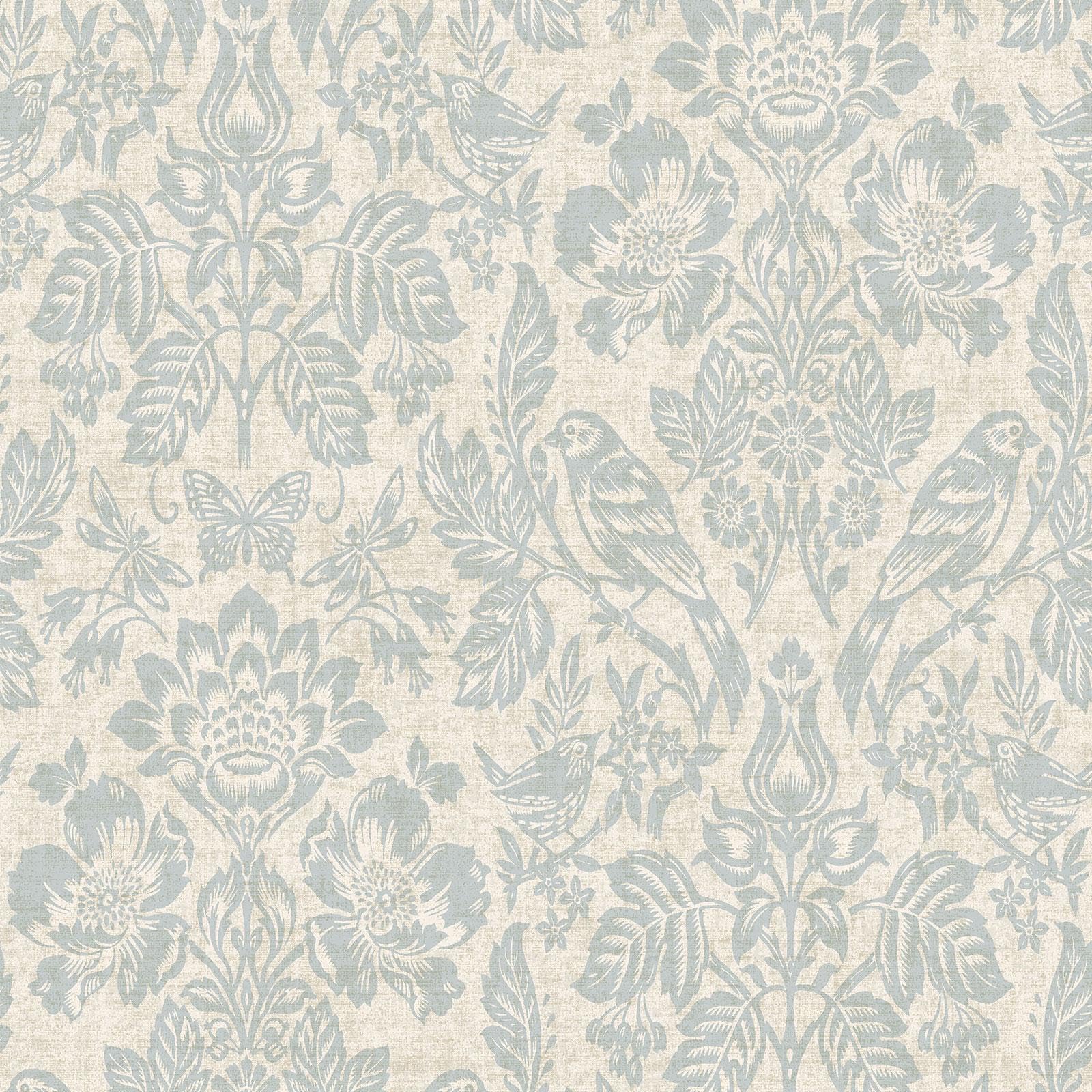 Holden Hawthorn Meadow Blue Wallpaper Nature Botanical Birds Paste The Paper
