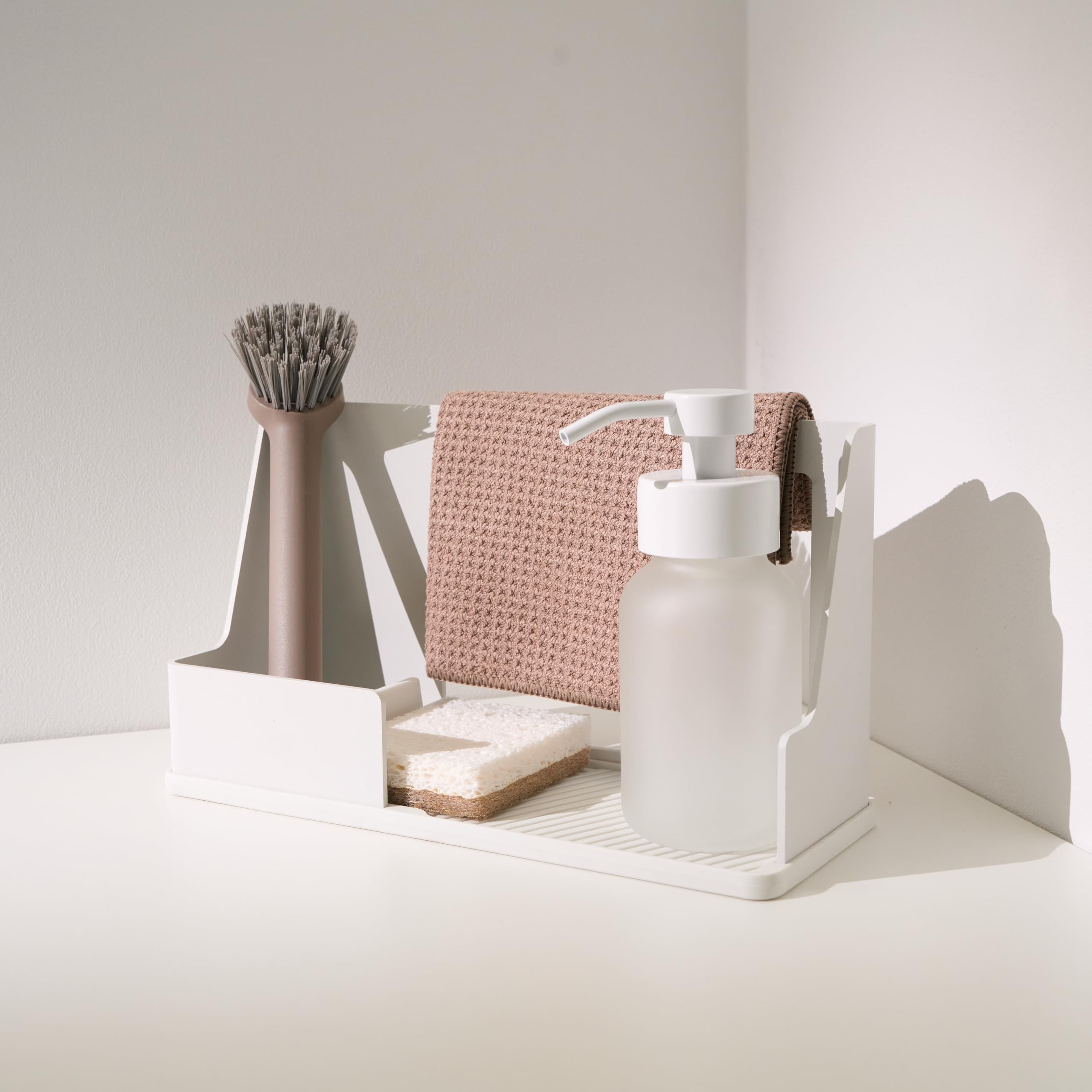 Designfabrik Hamburg Design Hambourg Organisateur évier | Porte éponge | Rangement pour évier | Porte Savon | Fond Amovible en Silicone | Accessoire de Cuisine | Blanc