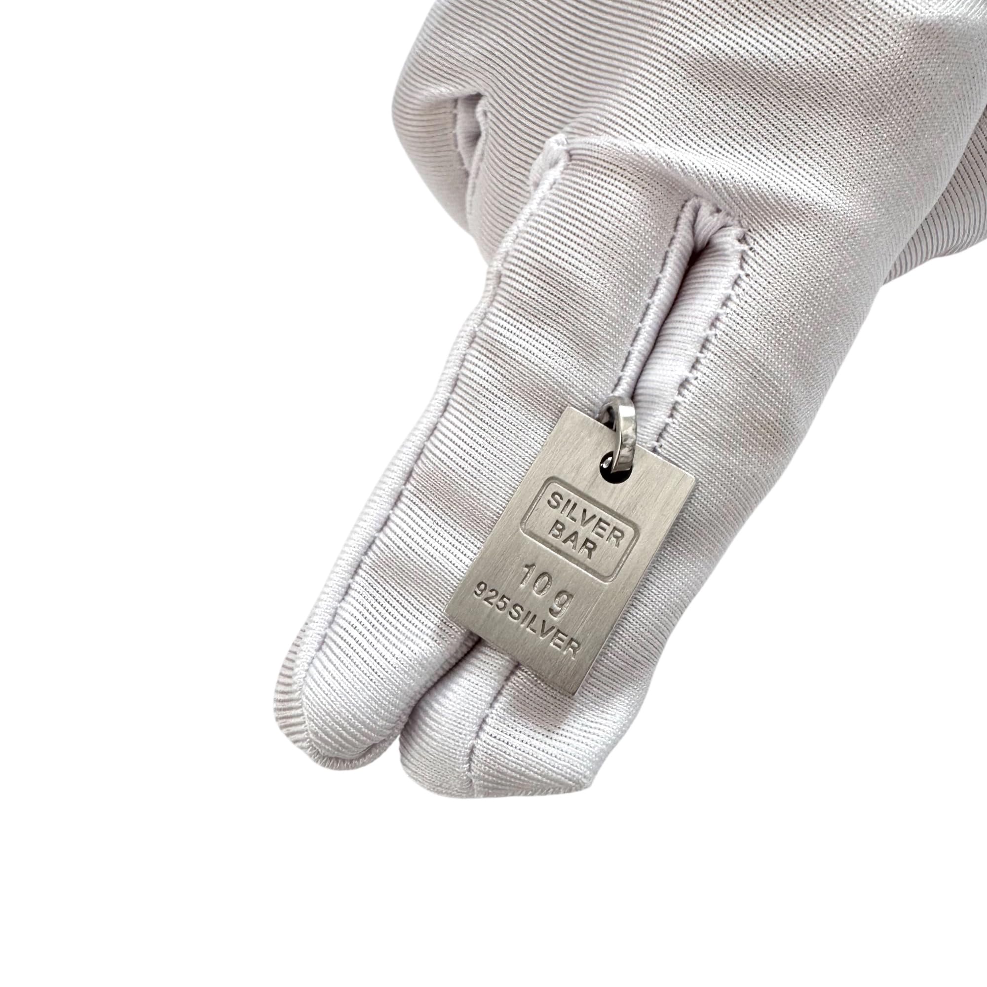 sayes.com Collana con Ciondolo Lingotto in Argento 925, 10 Grammi, Finitura Satinata, con Cordino Nero, Scatola Regalo e Certificato di Garanzia