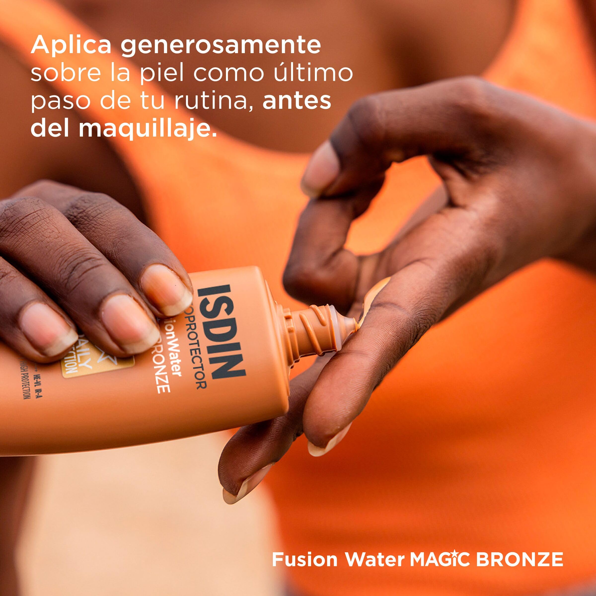 ISDIN Fotoprotector Fusion Water MAGIC Bronze SPF 50, Protector Solar Facial Ultraligero Con Color, Crema Solar Que Unifica El Tono Y Protege Con Tecnología Full Spectrum, En 3 Tonos -50 ml