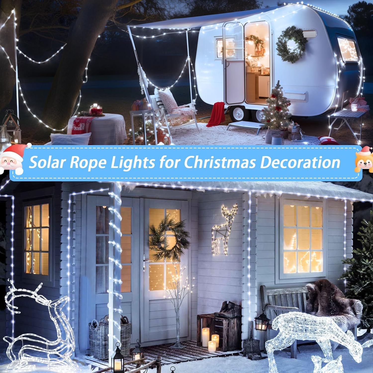 Suyoo Solar Rope Lights Outdoor Waterproof LED, 200 LED Rope String Lights - Image 4