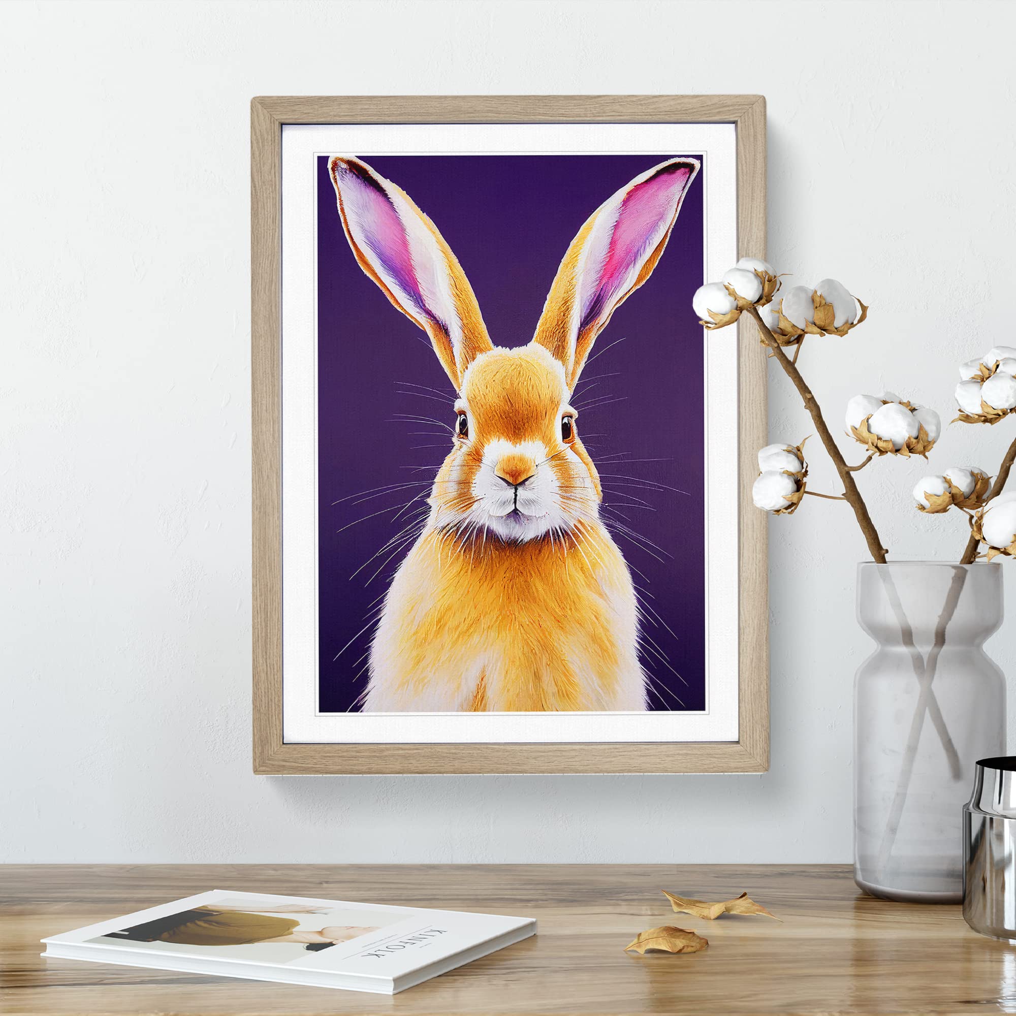 Young Hare Framed Print, Oak, A3 (34 x 46 cm) - Image 3