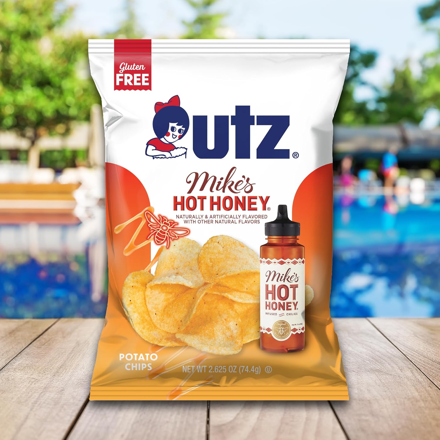 Utz Mike's Hot Honey Potato Chips, 14 ct, 2.625 oz. Bags - Spicy & Sweet Flavor, Gluten-Free, Made with Mike’s Hot Honey Infused with Chilies, Perfect for Snacking On-the-Go or Parties
