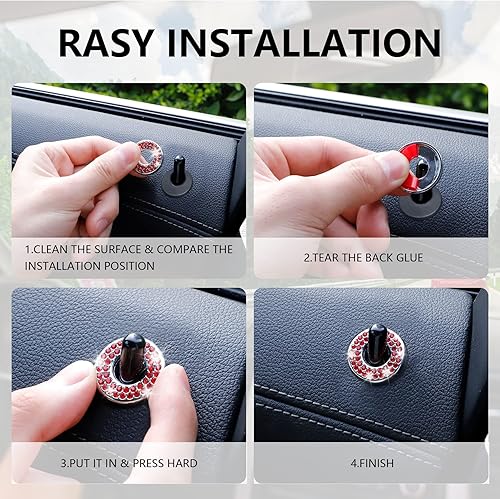 Miniatura 6 de BJSIA 4 fundas brillantes para cerradura interior de puerta de automóvil, accesorios para automóvil compatibles con Mercedes-Benz Clase C, Clase E,