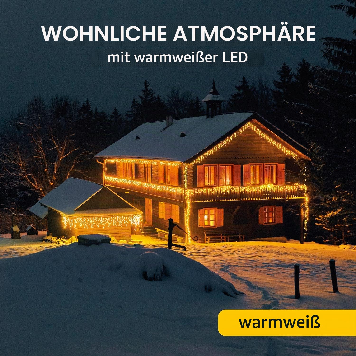 EMOS LED Lichterkette Eisregen, Länge 10m, 600 LEDs, 230V mit Stecker, Lichterkette Multifunktion 8-Modi, Eisregen Lichterkette Außen und Innen Schutzklasse IP44, Farbtemperatur: warmweiß