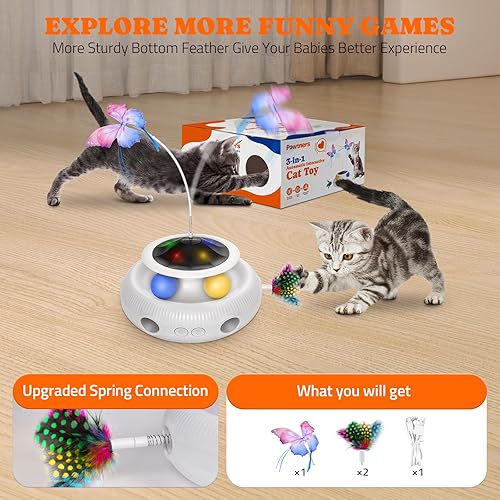 Miniatura 4 de Juguetes interactivos para gatos 3 en 1, juguete automático para gatos de interior, juguete eléctrico para gatitos con recargable por USB, juguetes