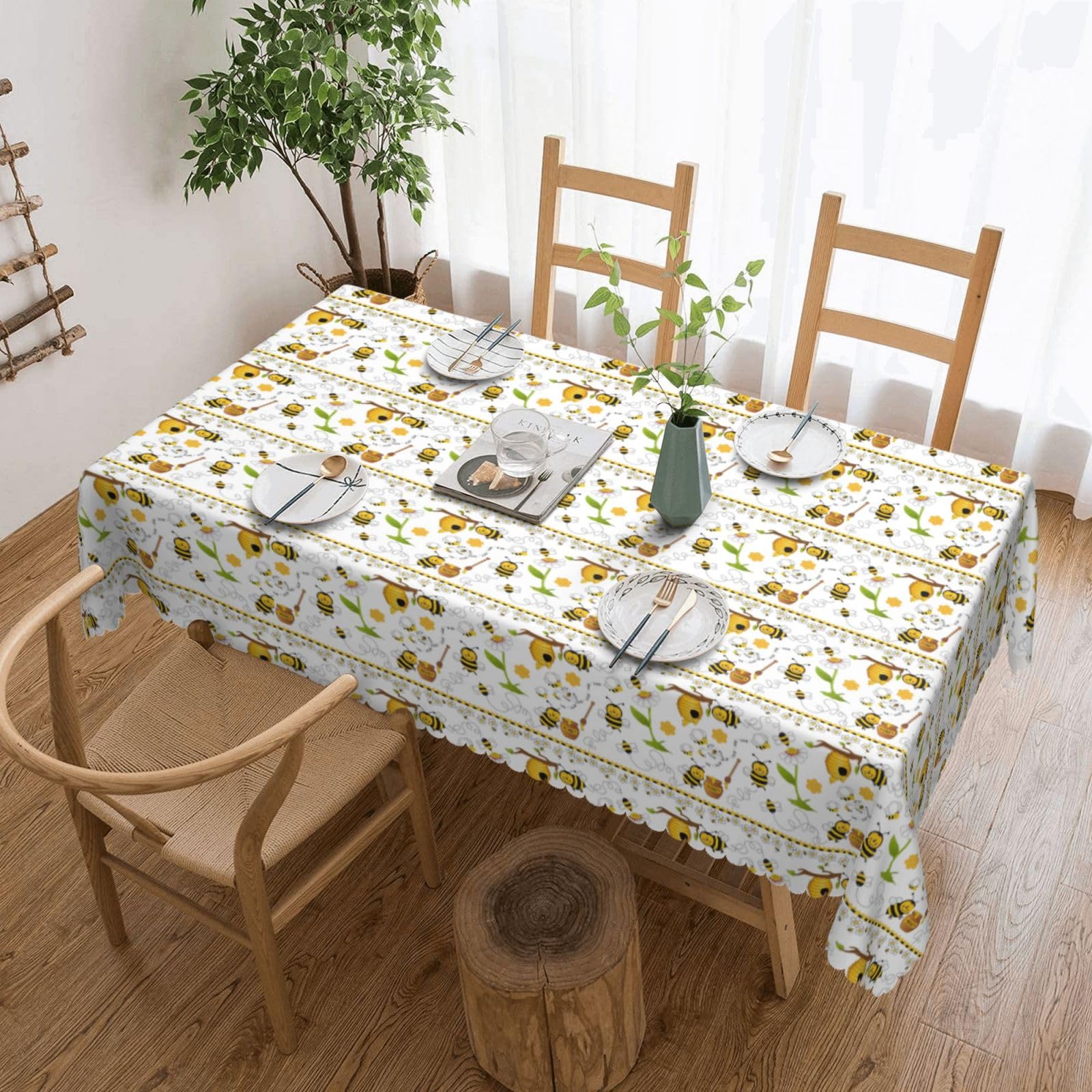 Nappe rectangulaire abeille en tissu imprimé pour table de buffet