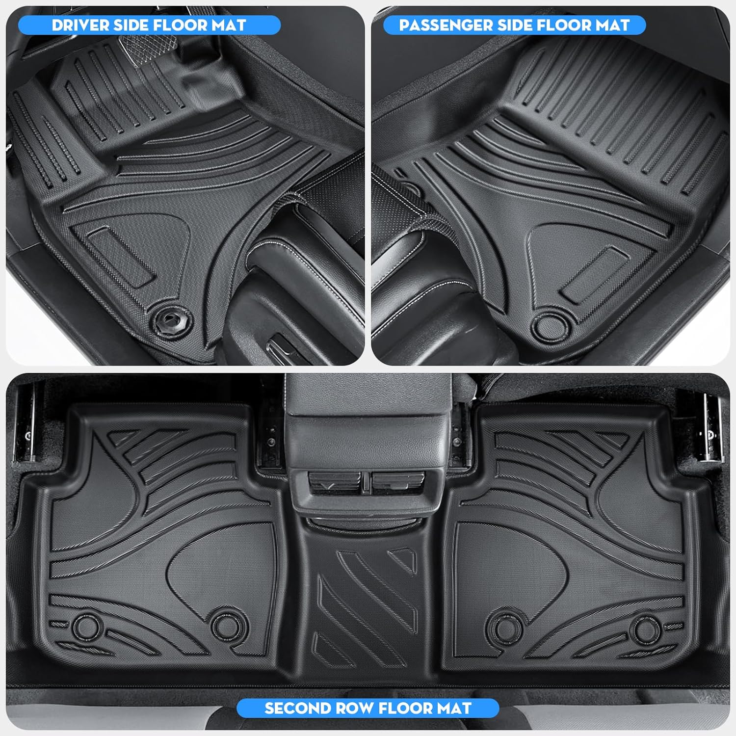 4PCS Floor Mats for Honda CRV 2023 2024 2025 2026(Include Hybrid) All Weather TPE Floor Mats with Trunk Mat Cargo Liner