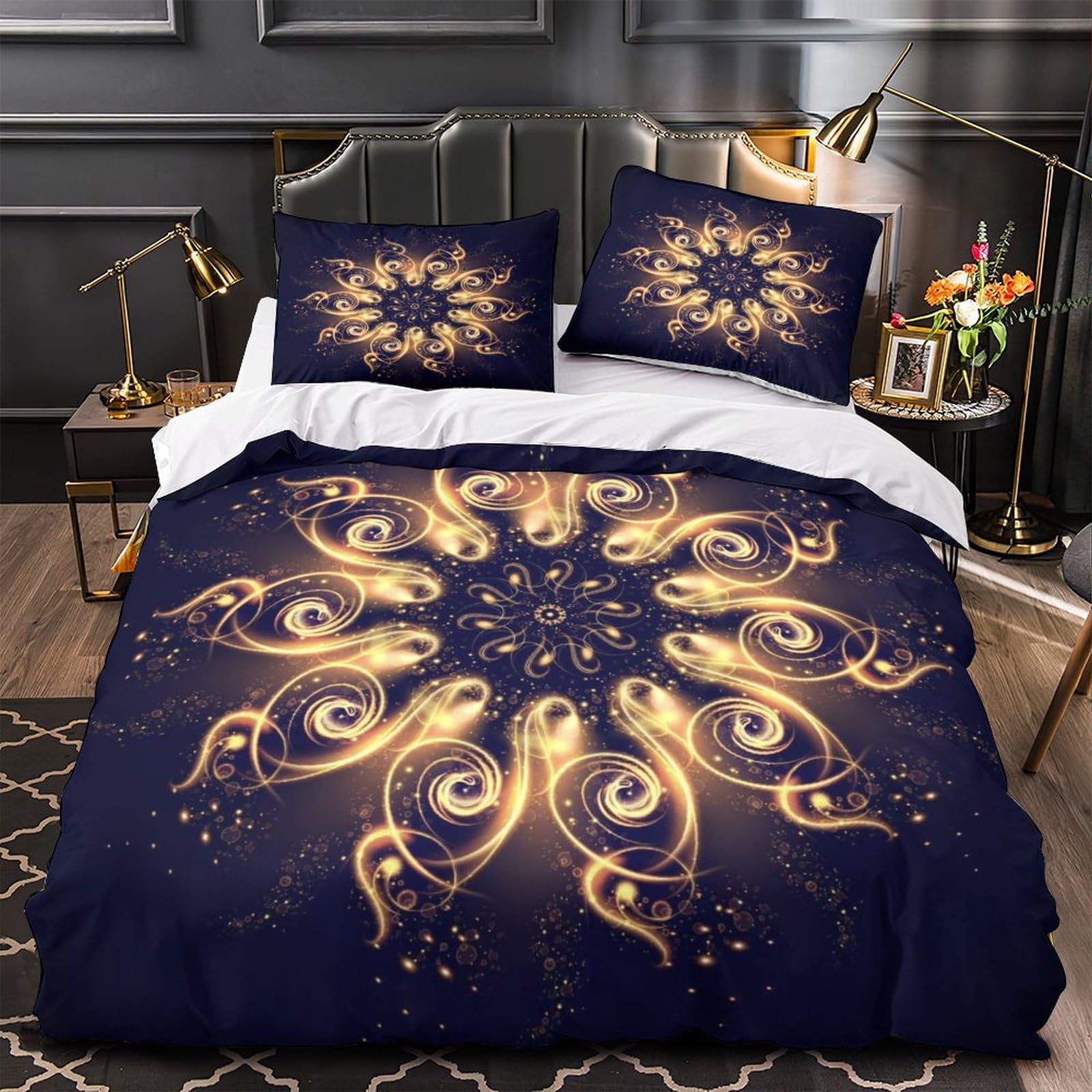 MXRMXR Pattern Duvet Cover Bedding Set 3 Piece Set Duvet Cover Quilt Cover Microfiber Polyester Comforter Cover And Pillowcase with Zipper Closure Single（140x200cm）