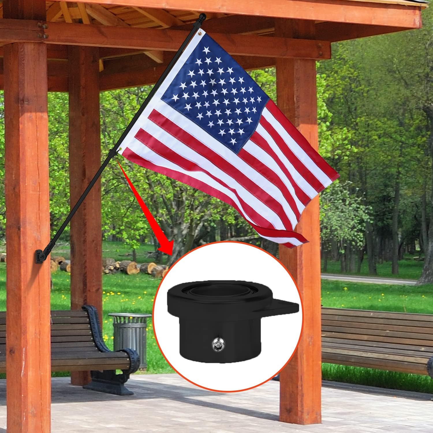 evertoco 6 FT Black Flag Pole for House, Thicker Stainless Steel Outdoor Flagpole with Tangle Free Aluminum Alloy Flagpole Rings, Rustproof Weather-Resistant 1" OD Flagpole for Residential Commercial