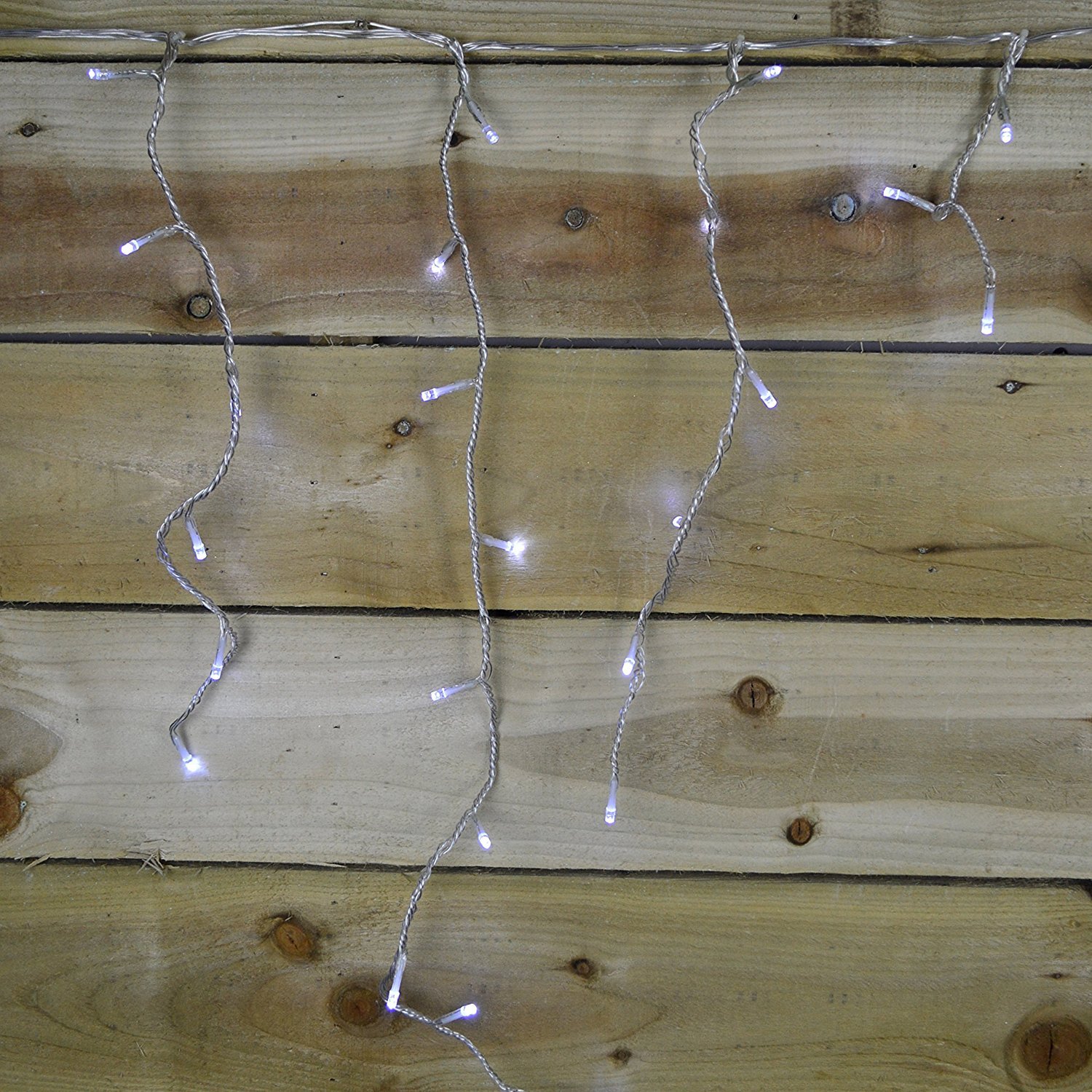 SNOWING ICICLE CHRISTMAS LIGHTS LED CLEAR CABLE - WHITE - 240 LED, Warm White, 10 meters - Image 2