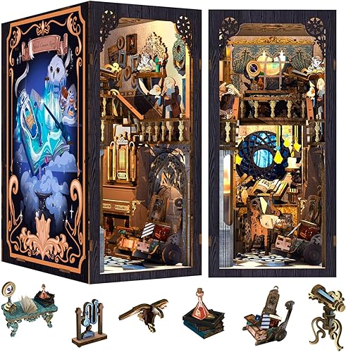 Cutefun Kit de rincón de libros para adultos, kit de casa de muñecas en miniatura para adultos y adolescentes, rompecabezas de madera 3D para