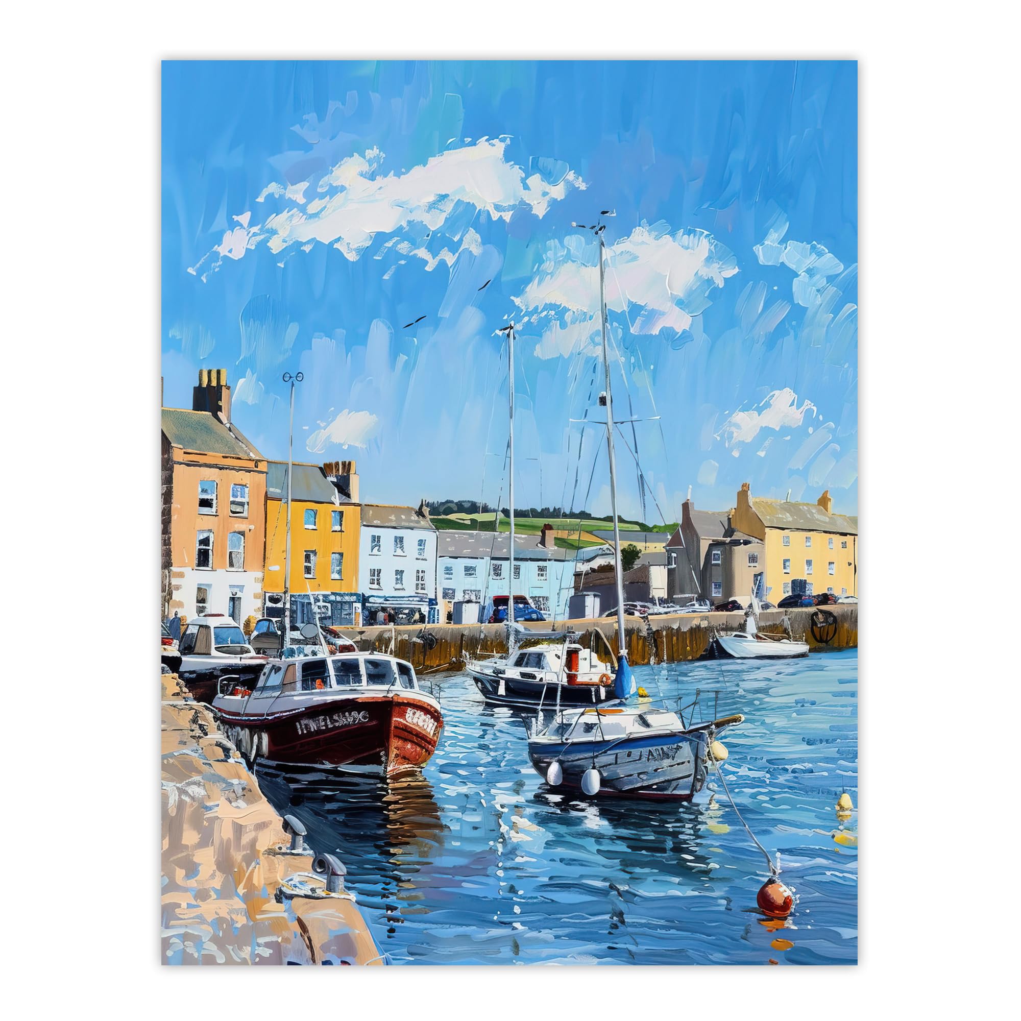 Artery8 St Andrews Harbour Boats Seaside Town Painting Bathroom Toilet Extra Large XL Wall Art Poster Print