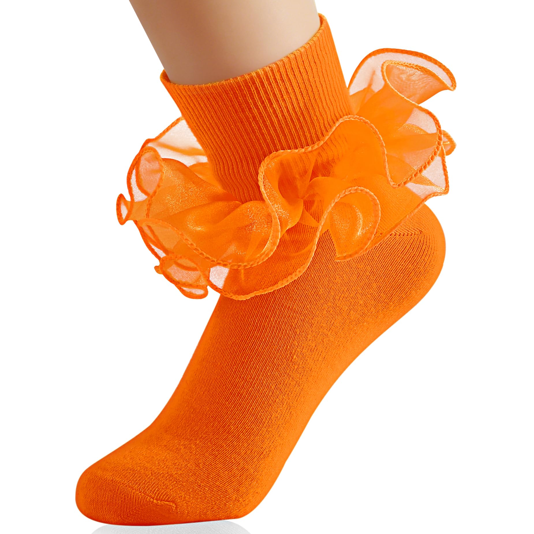 Komorebi Big Ruffle Ankle Socks Lace Frilly Cotton Socks for Women Girls