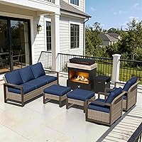 Vista 54 de Sofá de Mimbre Metálico para Patio de 75", Sofá Sillón de Ratán para Exteriores de 3 Asientos para Todo Tipo de Clima con Cojines Premium