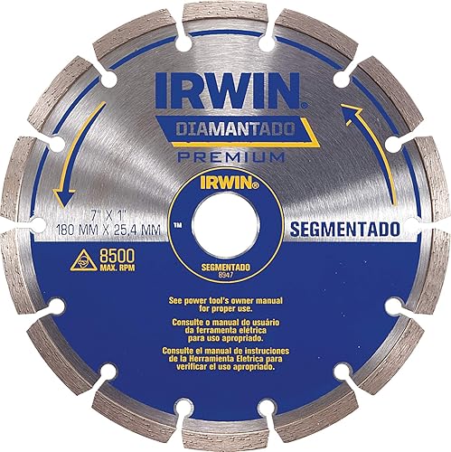 IRWIN IW8947 Disco de diamante segmentado premium 7.087 in x 0.984 in plateado y azulIW8947
