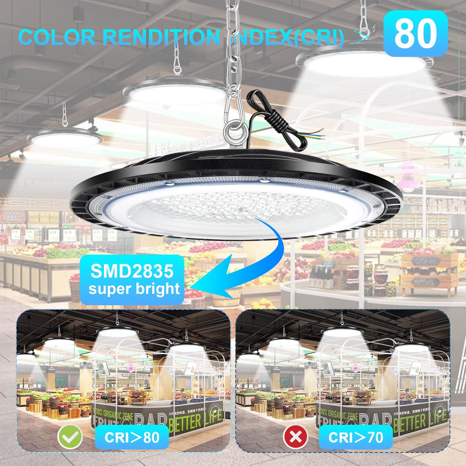 150W UFO LED High Bay Light, 6000K Kaltweiß UFO LED Werkstattlampe,Hallenstrahler 22500LM, IP65 Wasserdichte Industrielampe High Bay Licht für Fabriken,Garage,Lagerhaus (6 Pack, 150W)