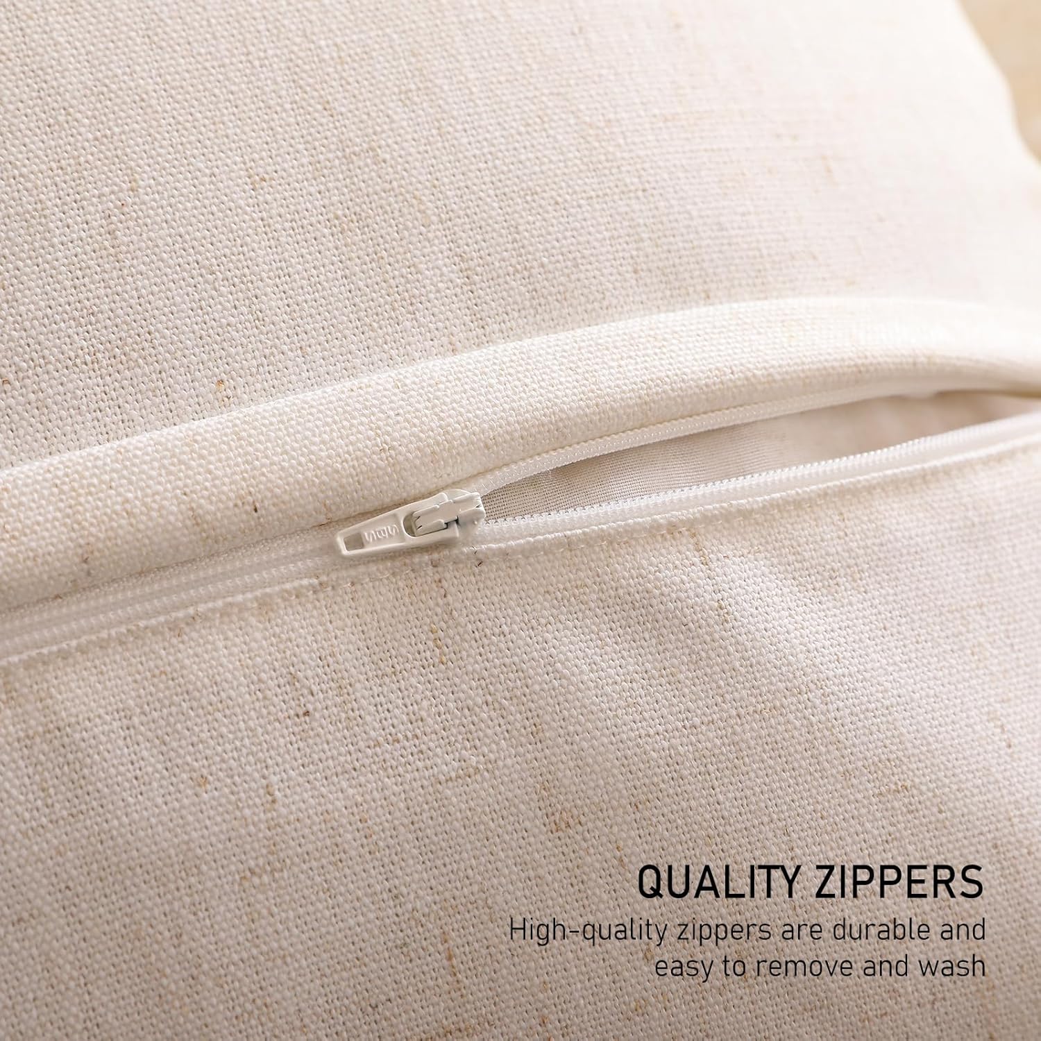 ISAENNE 2 Pcs Classic Ivory White Square Throw Pillow Cover 18"x18", Solid Color Farmhouse Linen Cotton Decor Pillow Cover with Ruffles, Sturdy Throw Pillowcase for Couch Sofa Bed Living Room